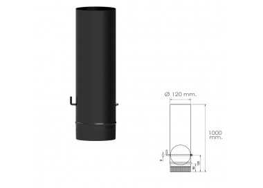 Wolfpack Tubo De Estufa Acero Vitrificado Negro Ø 120 mm. con Llave Estufas De Leña, Chimenea, Alta Resistencia, Color Negro