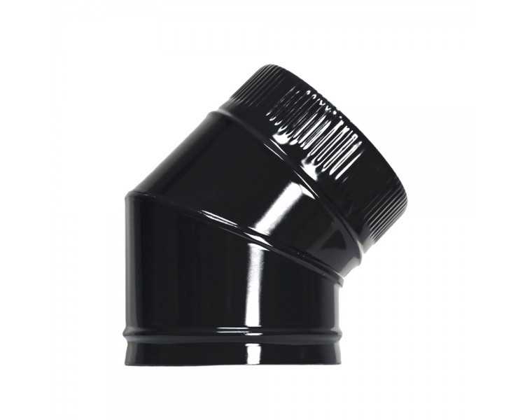 Codo Estufa Liso Negro Vitrificado Ø 200 mm. 45°