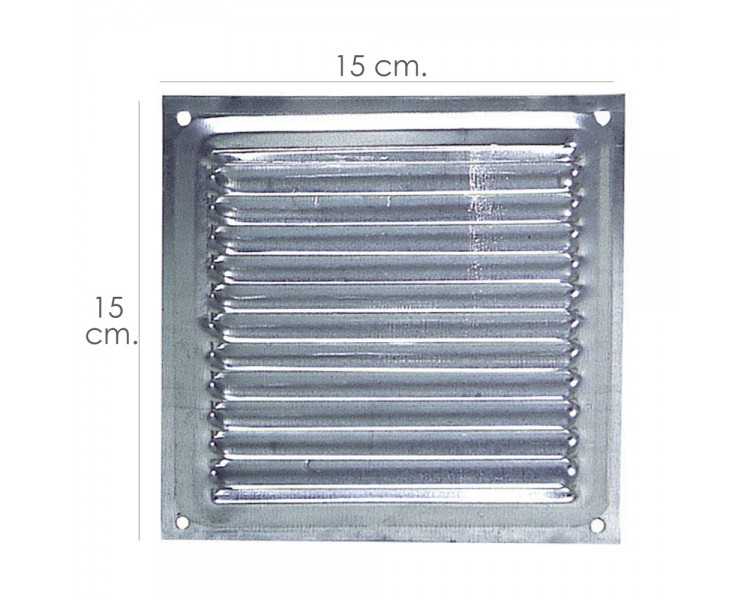 Rejilla Ventilación Atornillar  15x15 cm. Aluminio