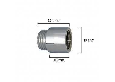 Alargadera Redonda Cromo  1/2" x 10