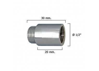 Alargadera Redonda Cromo  1/2" x 20