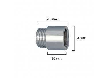 Alargadera Redonda Cromo  3/8" x 20
