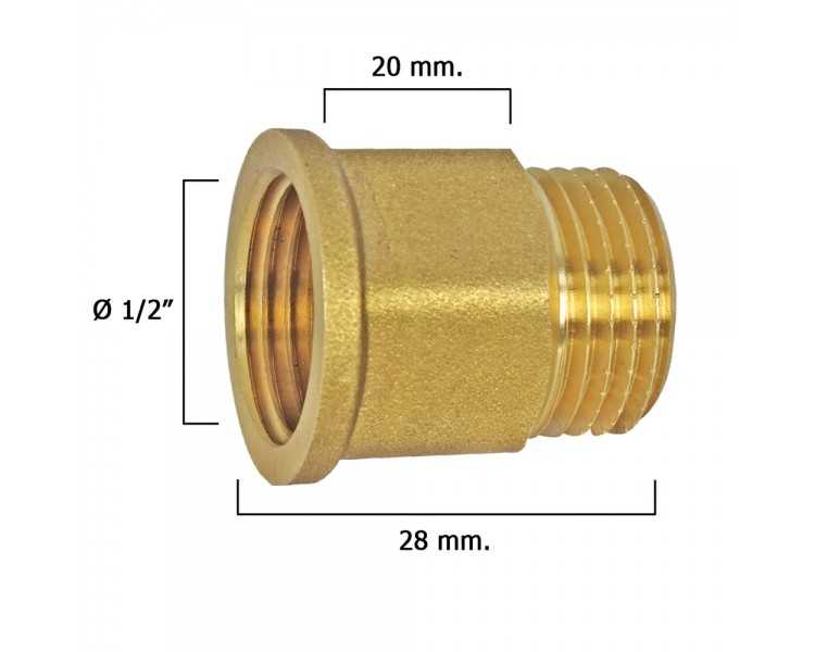 Alargadera Hexagonal Pulida 1/2x20