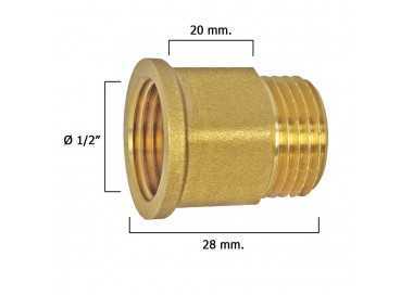Alargadera Hexagonal Pulida 1/2x20