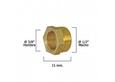 Reduccion Hexagonal Pulida 1/2" Macho x 3/8" Hembra