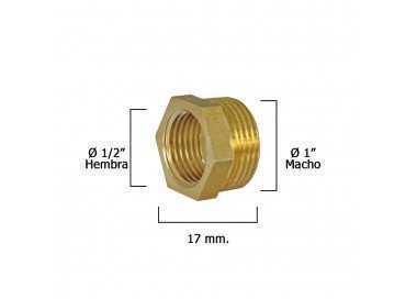 Reduccion Hexagonal Pulida 1" Macho x 1/2" Hembra