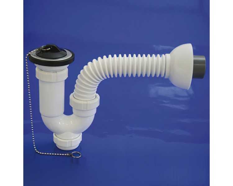 Sifon Curvo Extensible T-32-F Multiorientable  1 1/2, con Válvula y Tapón.
