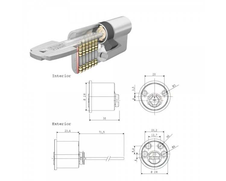 Cilindro Tesa Seguridad T6TS Rf Leva Corta Cilindro Redondo
