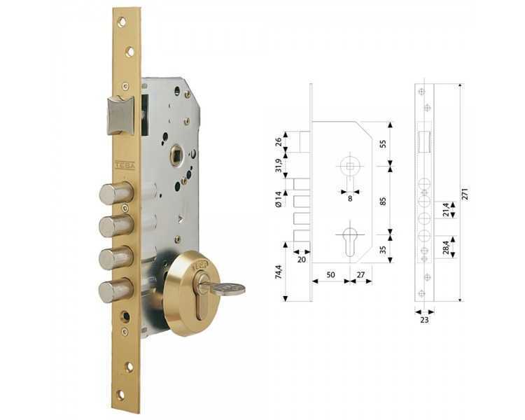 Cerradura Tesa Seguridad R100B566 Esmaltada
