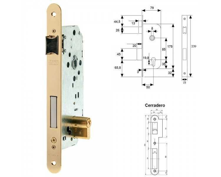 Cerradura Tesa 2030-hl/50 Canto Redondo