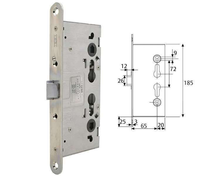 Cerradura Tesa Antipanico Cf60 /65 mm. frente Zincado