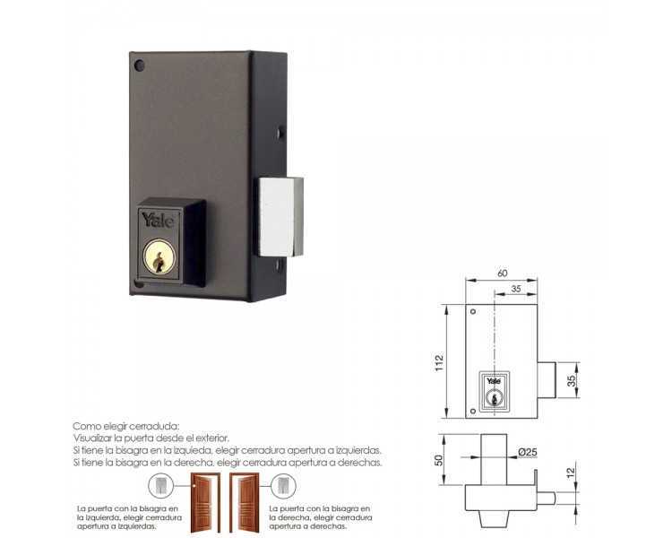 Cerradura Yale   56-c/hpr/60/ Derecha