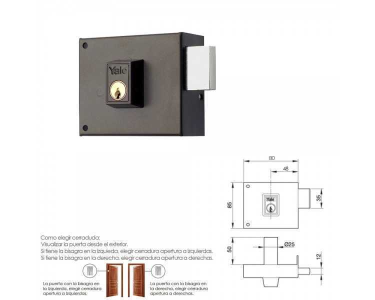 Cerradura Yale  124-a/hp/ 8/ Derecha