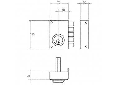 Cerradura Jis  233           11x7/ Derecha