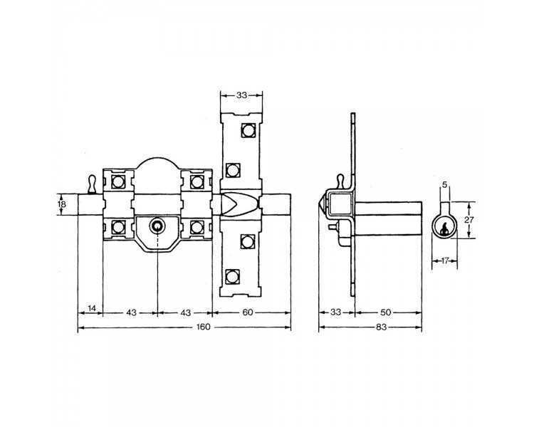 Cerrojo Fac 305-r/ 80-n/ derecha