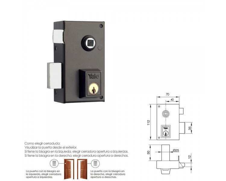 Cerradura Yale   56-b/hp/70/ Izquierda