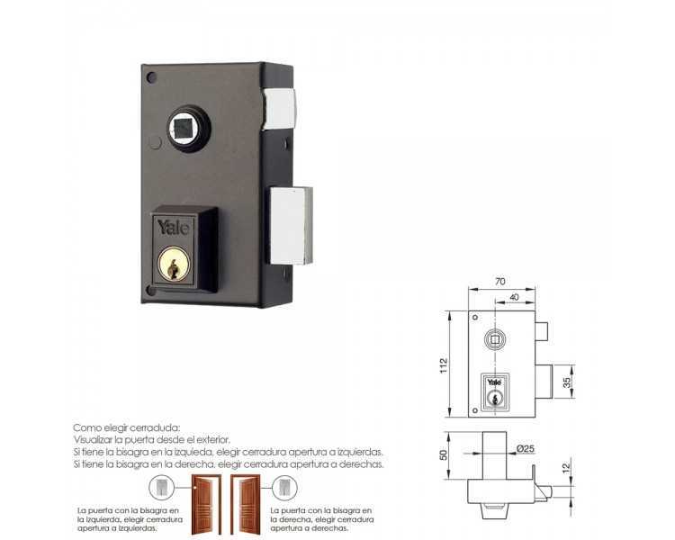 Cerradura Yale   56-b/hpr/70/ Derecha