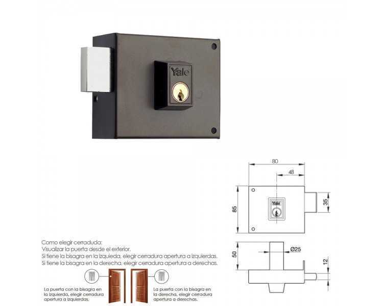 Cerradura Yale  124-a/hpr/ 8/ Izquierda