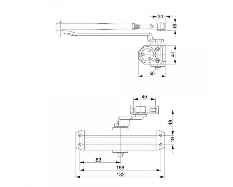Cierrapuertas Tesa DC110  F2-3 Sin Retenedor Plateado