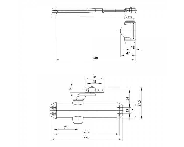 Cierrapuertas Tesa DC120  F2-4 Sin Retenedor Plateado