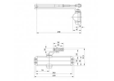 Cierrapuertas Tesa DC120-1 F2-4 Con Retenedor Plateado