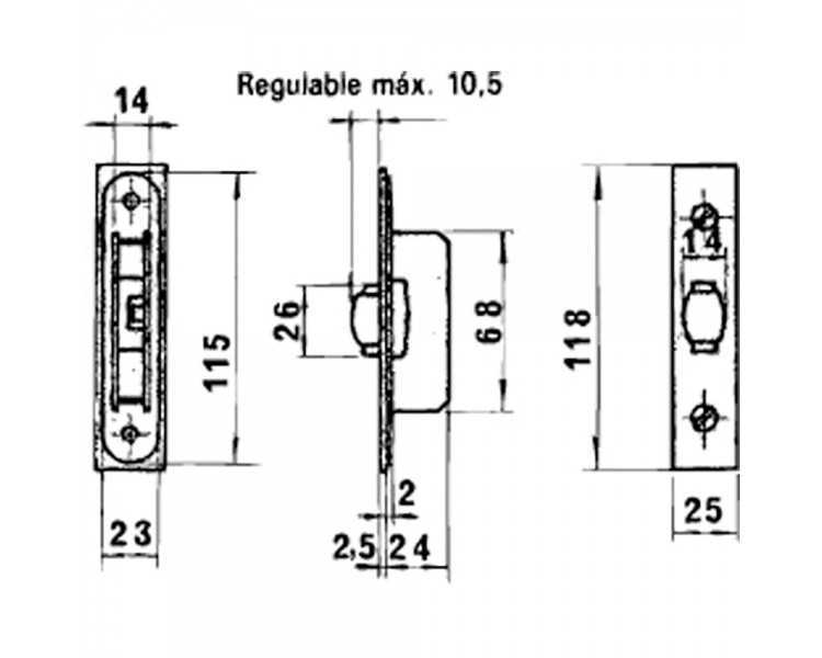 Cerradura Lince 5554 Aluminio   14 mm.