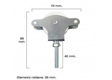 Polea Tendedero Wolfpack Zincado 40 mm. Roldana Plástico con Tornillo