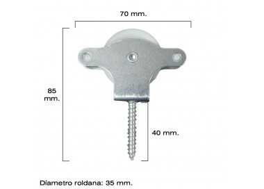 Polea Tendedero Wolfpack Zincado 40 mm. Roldana Plástico con Tirafondo