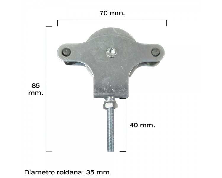Polea Tendedero Wolfpack Zincado 40 mm. Roldana Metal con Tornillo