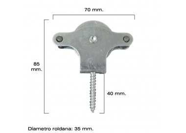 Polea Tendedero Wolfpack Zincado 40 mm. Roldana Metal con Tirafondo