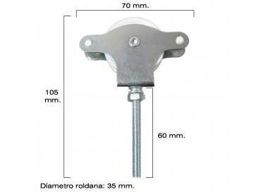 Polea Tendedero Wolfpack Zincado 60 mm. Roldana Plástico con Tornillo