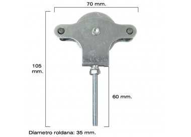 Polea Tendedero Wolfpack Zincado 60 mm. Roldana Metal con Tornillo