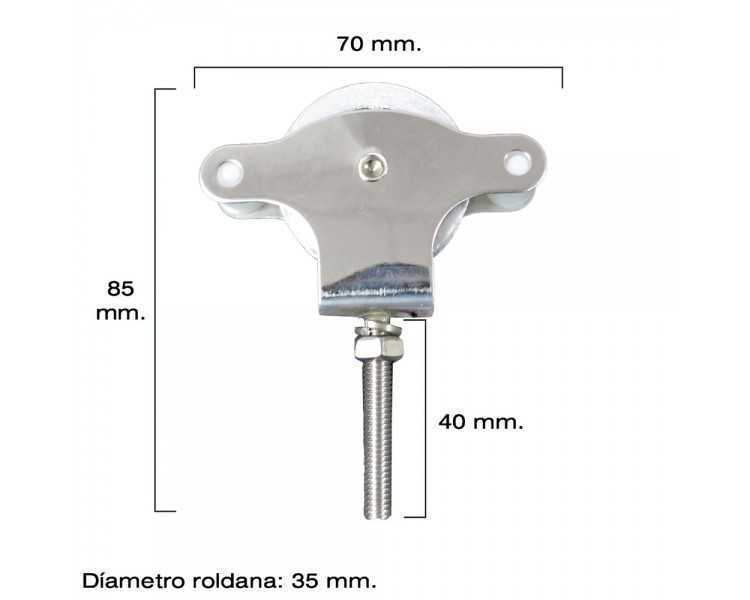 Polea Tendedero Wolfpack Inoxidable 40 mm. / Roldana Metálica Con Tornillo