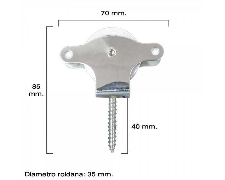Polea Tendedero Wolfpack Inoxidable 40 mm. / Roldana Metalica Con Tirafondo