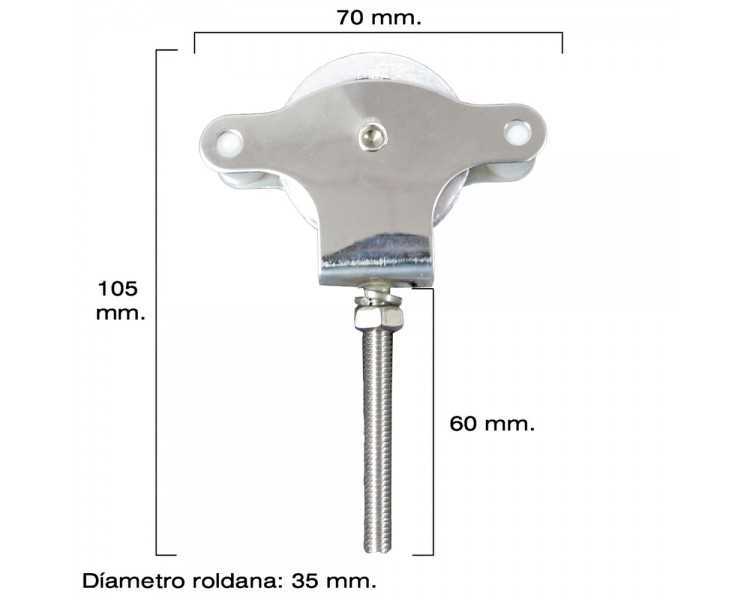 Polea Tendedero Wolfpack Inoxidable 60 mm. / Roldana Metálica Con Tornilo