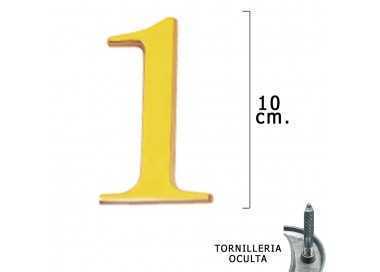 Numero Latón "1" 10 cm. con Tornilleria Oculta (Blister 1 Pieza)