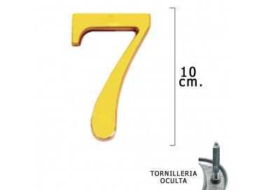 Numero Latón "7" 10 cm. con Tornilleria Oculta (Blister 1 Pieza)