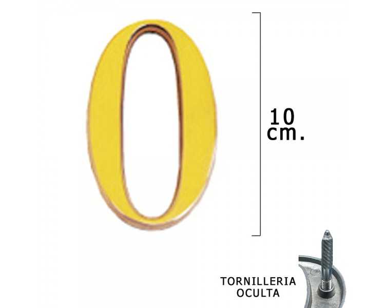 Numero Latón "0" 10 cm. con Tornilleria Oculta (Blister 1 Pieza)