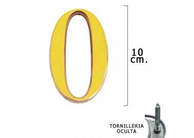 Numero Latón "0" 10 cm. con Tornilleria Oculta (Blister 1 Pieza)