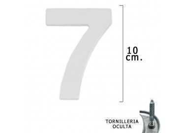 Numero Metal "7" Plateado Mate 10 cm. con Tornilleria Oculta (Blister 1 Pieza)
