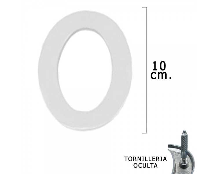 Numero Metal "0" Plateado Mate 10 cm. con Tornilleria Oculta (Blister 1 Pieza)