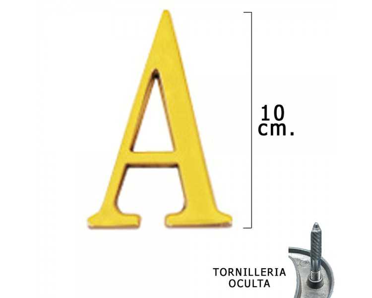Letra Latón "A" 10 cm. con Tornilleria Oculta (Blister 1 Pieza)