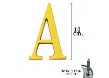 Letra Latón "A" 10 cm. con Tornilleria Oculta (Blister 1 Pieza)