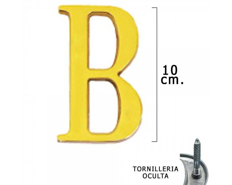Letra Latón "B" 10 cm. con Tornilleria Oculta (Blister 1 Pieza)