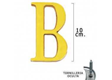 Letra Latón "B" 10 cm. con Tornilleria Oculta (Blister 1 Pieza)