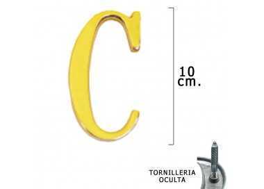 Letra Latón "C" 10 cm. con Tornilleria Oculta (Blister 1 Pieza)