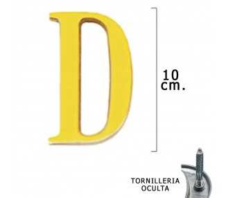 Letra Latón "D" 10 cm. con Tornilleria Oculta (Blister 1 Pieza)