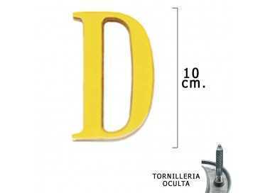 Letra Latón "D" 10 cm. con Tornilleria Oculta (Blister 1 Pieza)