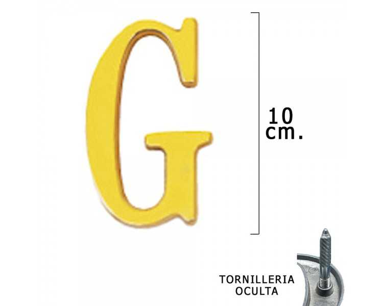 Letra Latón "G" 10 cm. con Tornilleria Oculta (Blister 1 Pieza)
