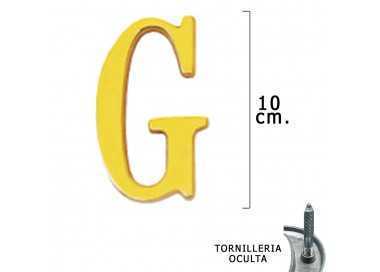 Letra Latón "G" 10 cm. con Tornilleria Oculta (Blister 1 Pieza)